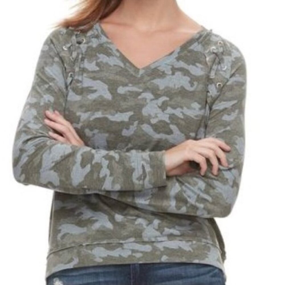 Mudd | Lace-up Sweatshirt, Camo